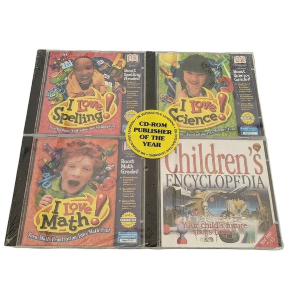 DK INTERACTIVE SET: I Love Spelling, Science &Math/Children's Encyclopedia WIN95 - Picture 1 of 5